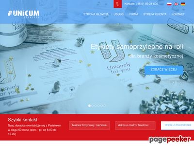 Etykieta samoprzylepna - unicum.com.pl